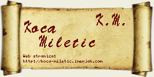 Koča Miletić vizit kartica